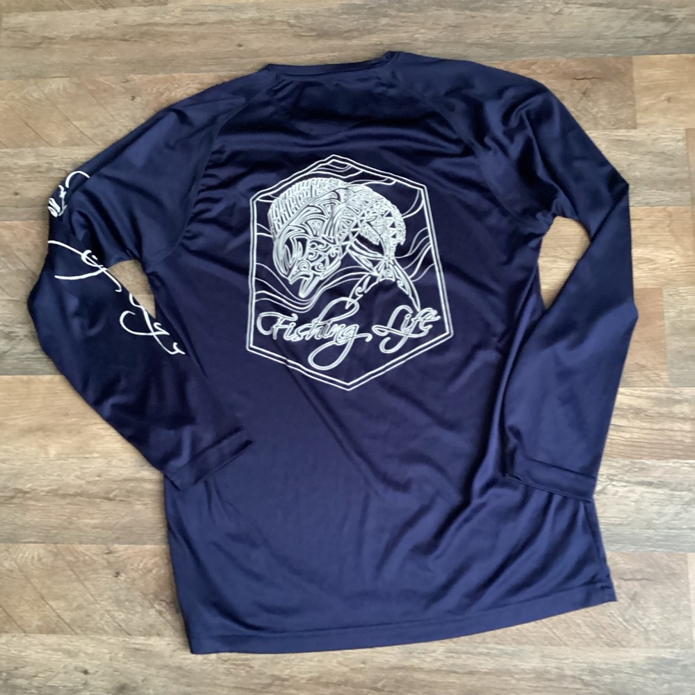 Fishing Life Men's Navy Shirt